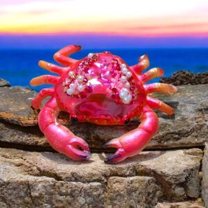 Gorgeous sea creature pink crab glass nwt by Robert Stanley
